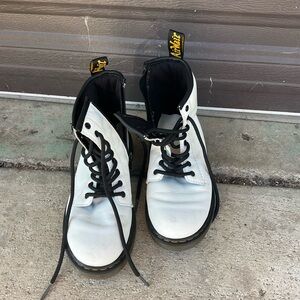 Dr. Martens White and Black Lace-Up Boots